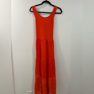 J Crew Womens Maxi Dress Orange Cross Back size small